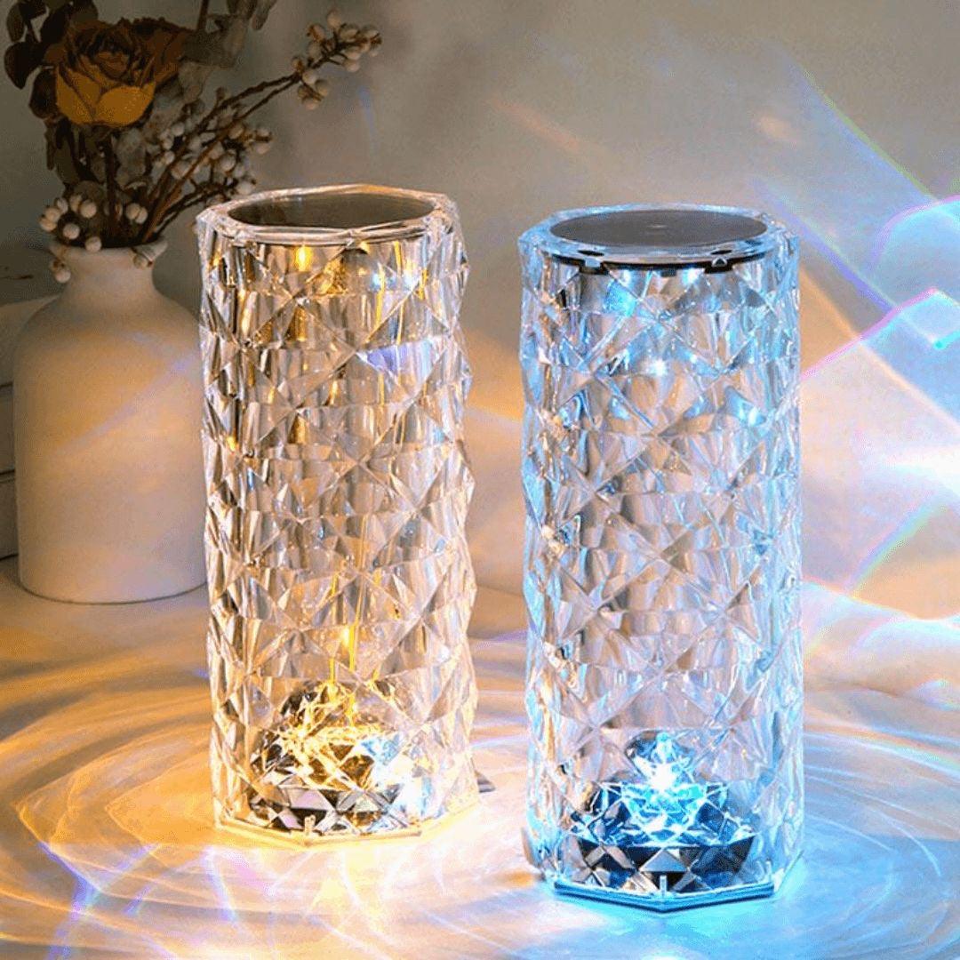 16 color crystal LED lamp with remote control showing blue illumination by Trendz Inn