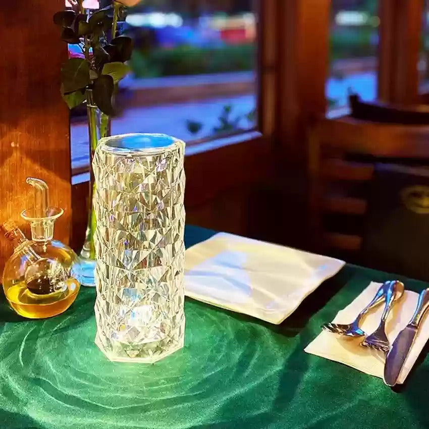 16 color crystal LED lamp with remote control showing blue illumination by Trendz Inn