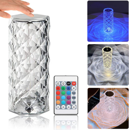 16 color crystal LED lamp with remote control showing blue illumination by Trendz Inn