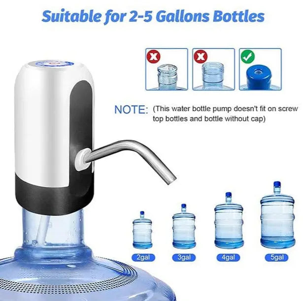 Automatic water dispenser bottle pump rechargeable 1200mAh touch control USB charging by Trendz Inn electric water bottle pump