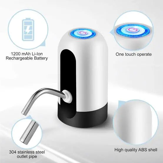 Automatic water dispenser bottle pump rechargeable 1200mAh touch control USB charging by Trendz Inn electric water bottle pump