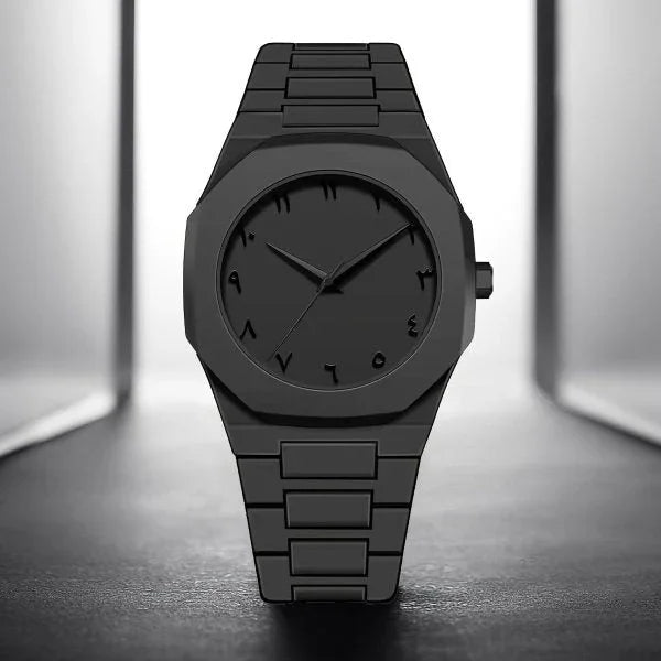 Black Aura Watch by Trendz Inn – Sleek black unisex wristwatch with modern design and premium finish, perfect for everyday style