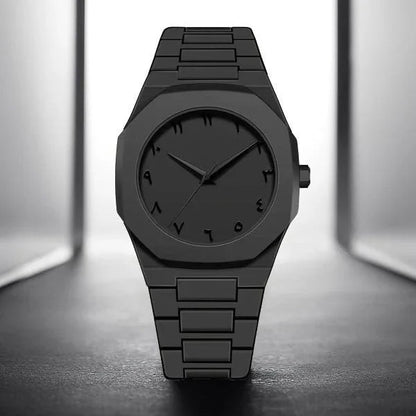 Black Aura Watch by Trendz Inn – Sleek black unisex wristwatch with modern design and premium finish, perfect for everyday style