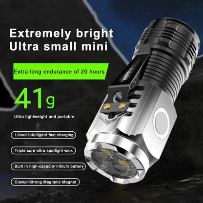 USB-C mini tactical flashlight rechargeable with charging cable compact EDC tactical light by Trendz Inn