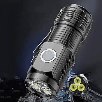 USB-C mini tactical flashlight rechargeable with charging cable compact EDC tactical light by Trendz Inn