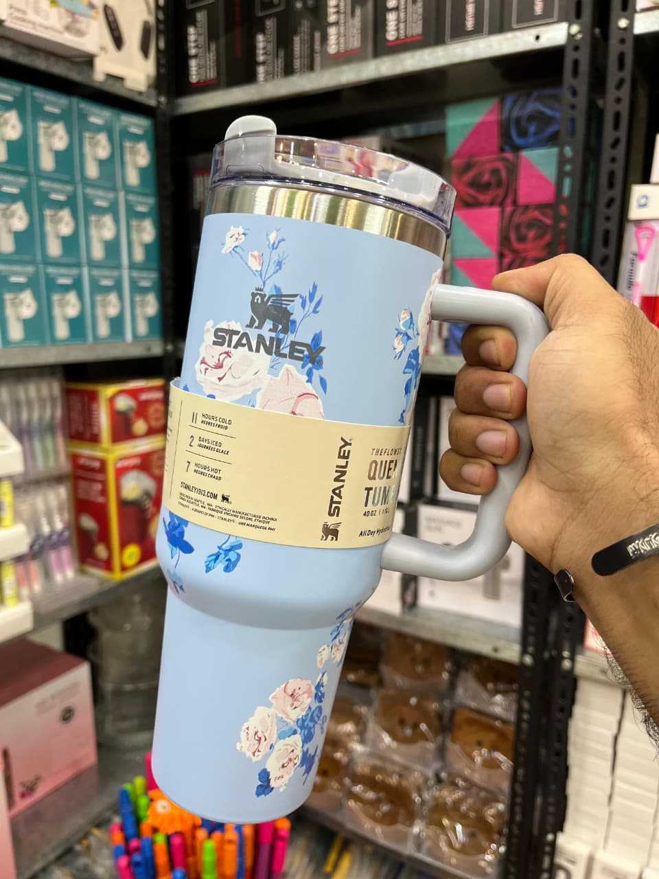 Stanley 40oz Quencher H2.0 Tumbler Blue Blossom Floral Print – Original Stanley Tumbler at Trendz Inn