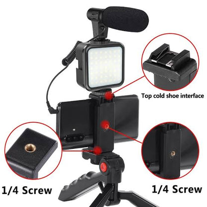 AY-49 Vlogging Kit with Tripod, LED Light & Microphone – Trendz Inn