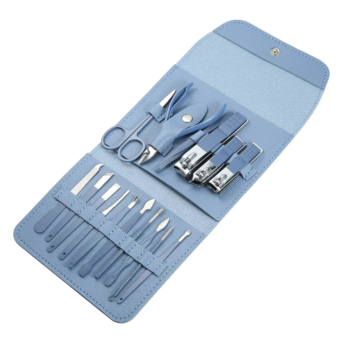16 in 1 Blue Manicure and Pedicure Kit – Premium Nail Care & Grooming Set with Clippers, Scissors, Cuticle Tools – Trendz Inn