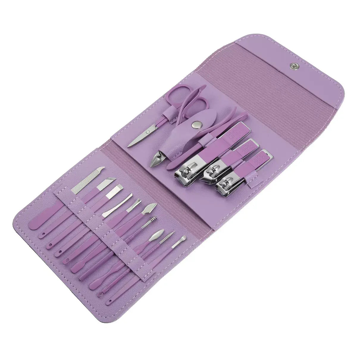16 in 1 Purple Manicure and Pedicure Kit – Professional Nail Grooming Set with Nail Clippers, Scissors, Cuticle Tools – Trendz Inn