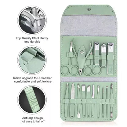 16 in 1 Manicure and Pedicure Kit in Multi Colors – Professional Nail Care Set with Clippers, Cuticle Tools, Scissors & Grooming Accessories – Trendz Inn