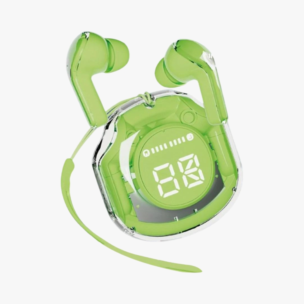 Air 39 Wireless Bluetooth Earbuds in Green with HD display case – Premium AirPods alternative with noise cancellation by Trendz Inn