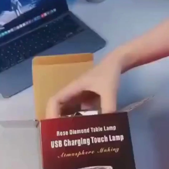 16 color crystal LED lamp with remote control showing blue illumination by Trendz Inn