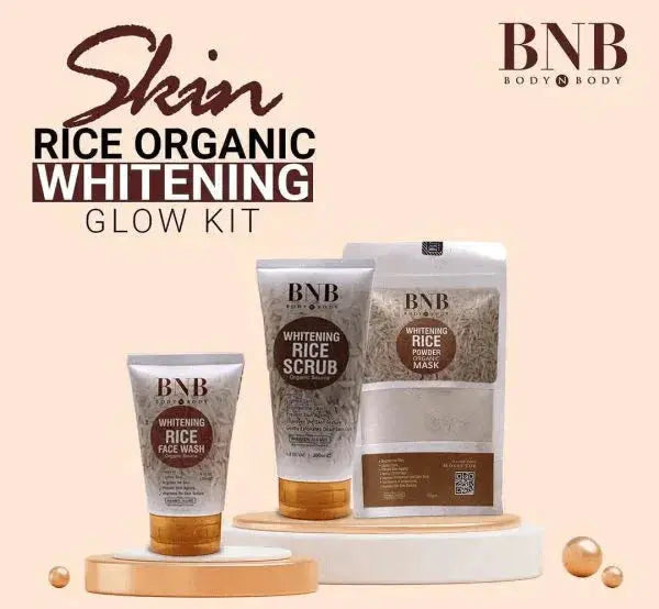 3 in 1 BNB Organic Rice Whitening Glow Kit Trendz Inn.