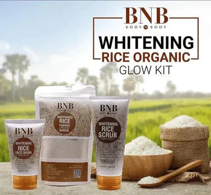 3 in 1 BNB Organic Rice Whitening Glow Kit Trendz Inn.