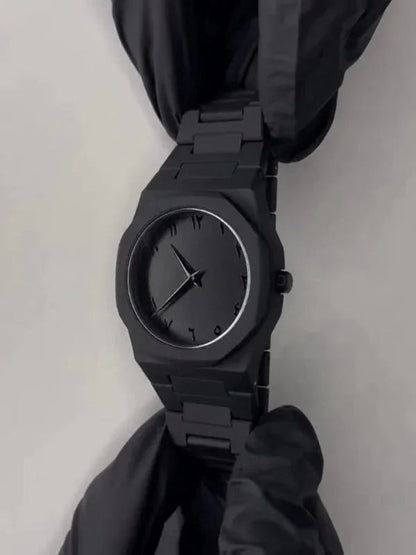 Black Aura Watch by Trendz Inn – Sleek black unisex wristwatch with modern design and premium finish, perfect for everyday style